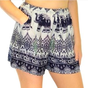 Boho elephant paisley rayon high waisted shorts - LAST PAIR! NIB